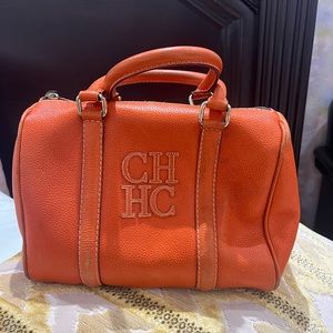 Carolina Herrera orange leather bag